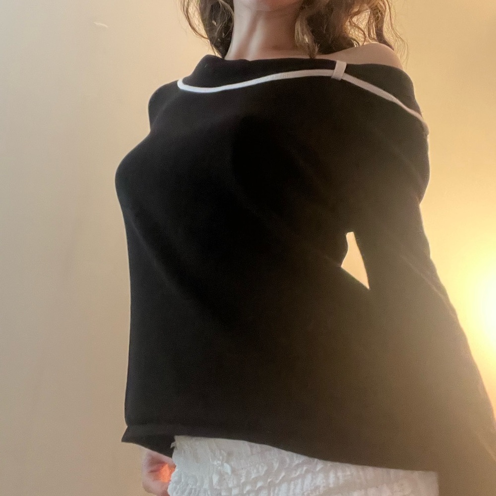 Elegant Black Off-Shoulder Sweater